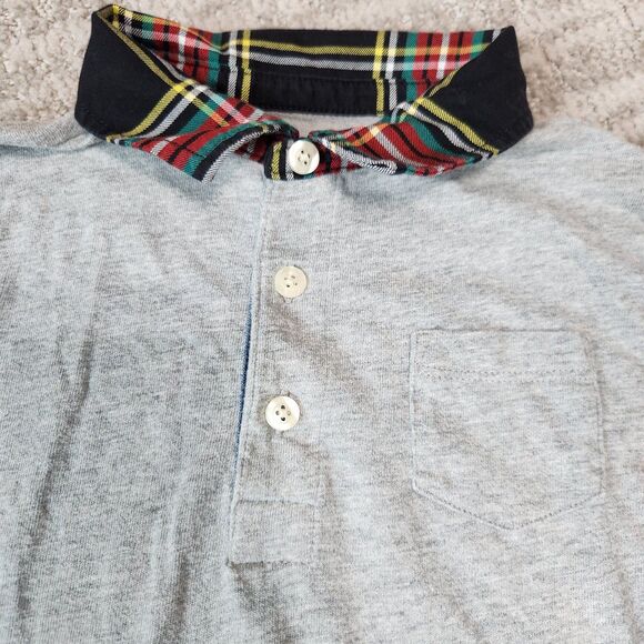 Crewcuts boys long sleeve polo grey holiday plaid collar size 4-5 - Picture 8 of 9